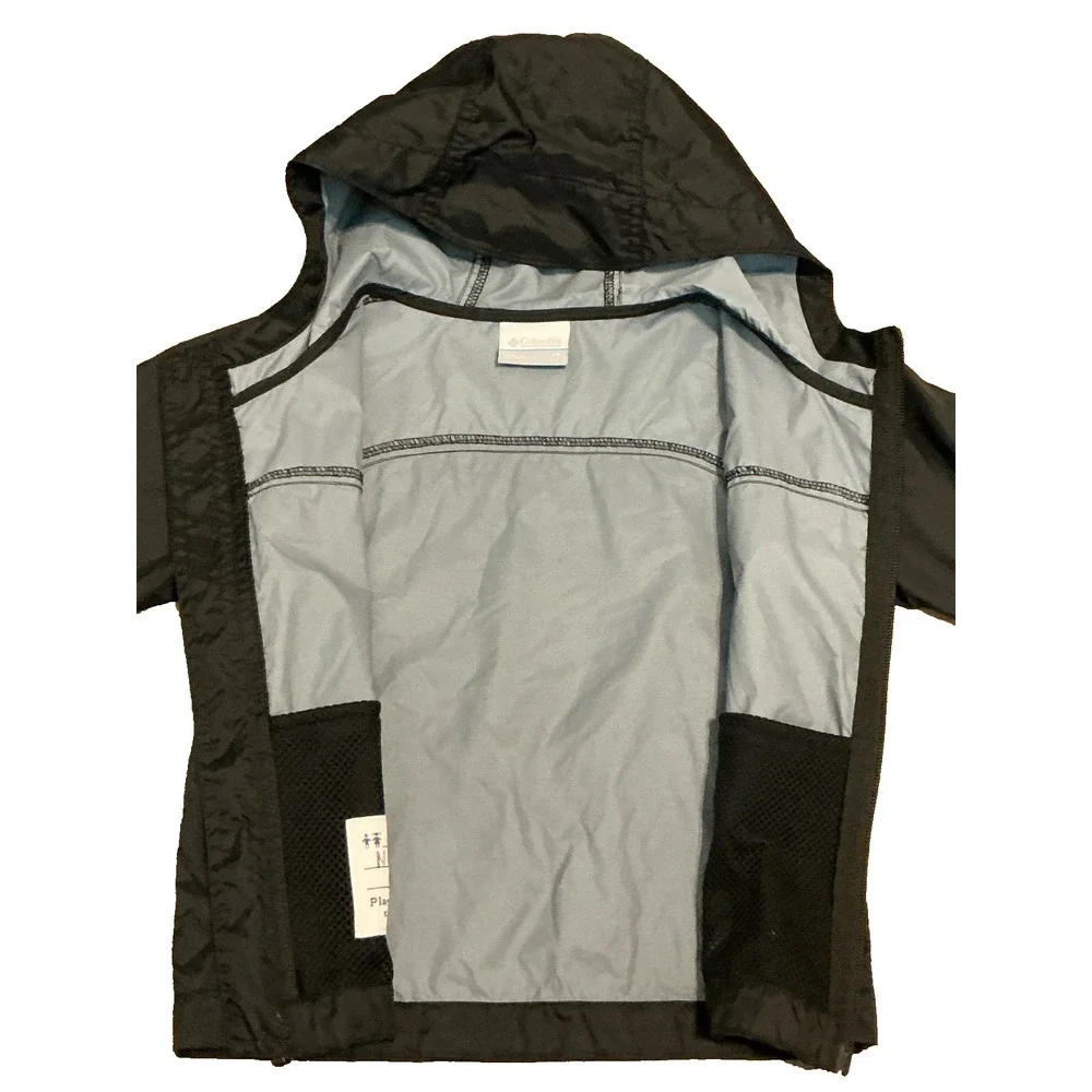 COLUMBIA Boys Windbreaker Jacket Black Full Zipper 4T F2 School Play Lightweight